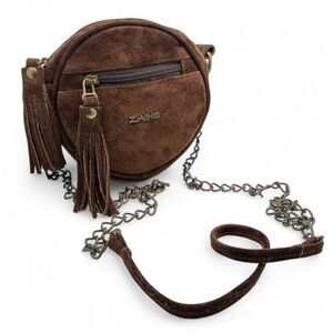 💚Zaino Women’s Brown Suede Crossbody Bag with Tassels and Chain Strap